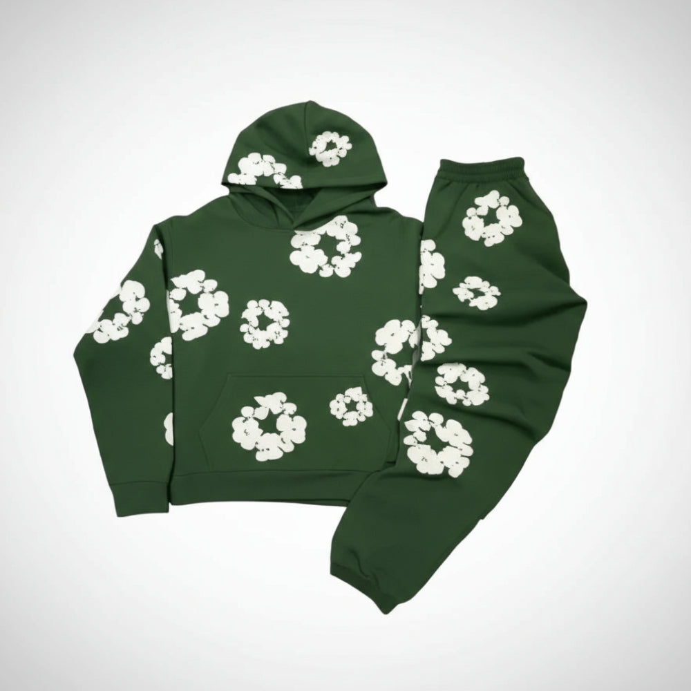 Floral Design Winter Training Suit Loose Fit Comfortable Casual Wear 7