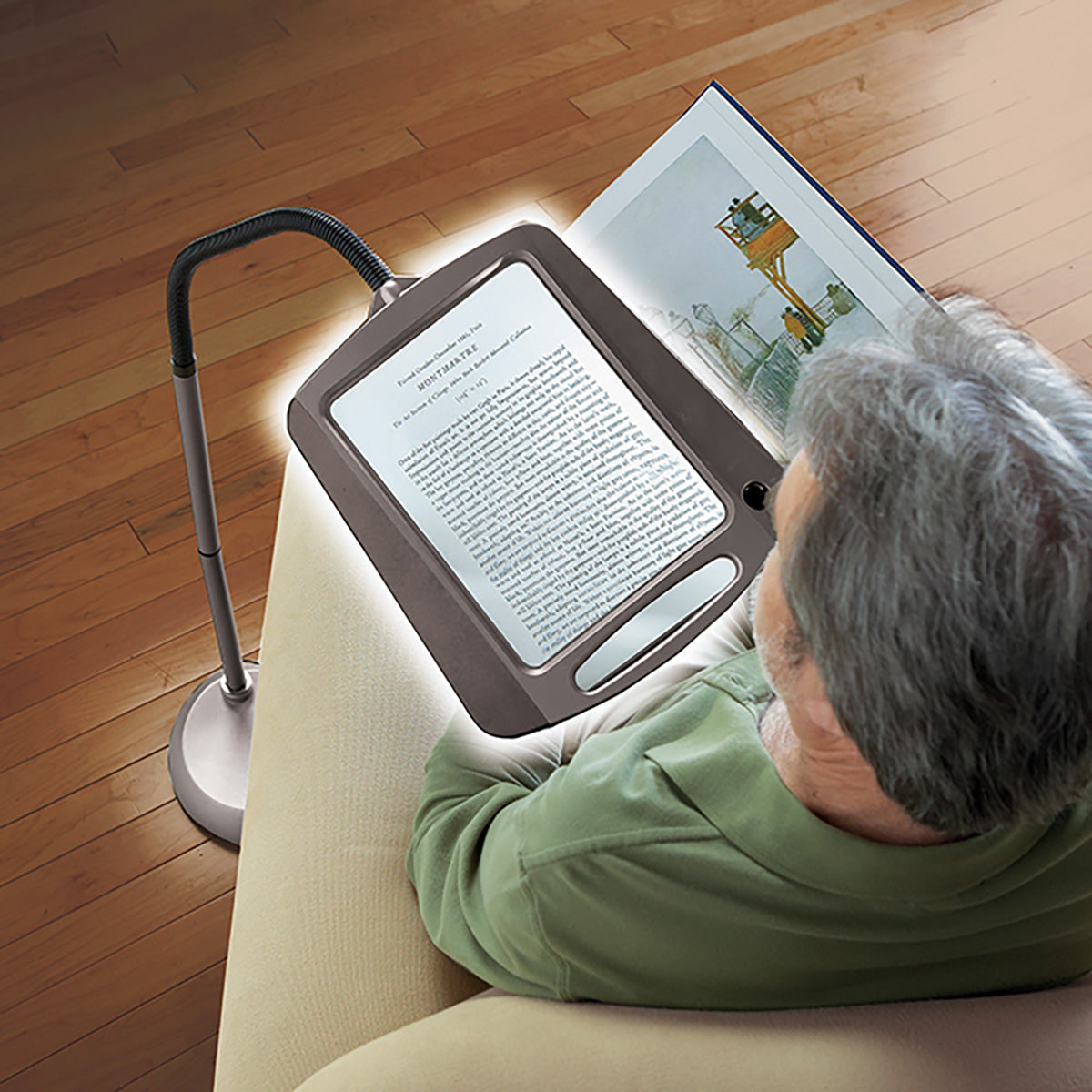 Full-Page Magnifying Lamp with LED Light 3X Acrylic Lens 3