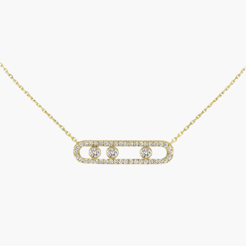 Gold Necklace with Moving Diamonds Adjustable Length Elegant Design 0
