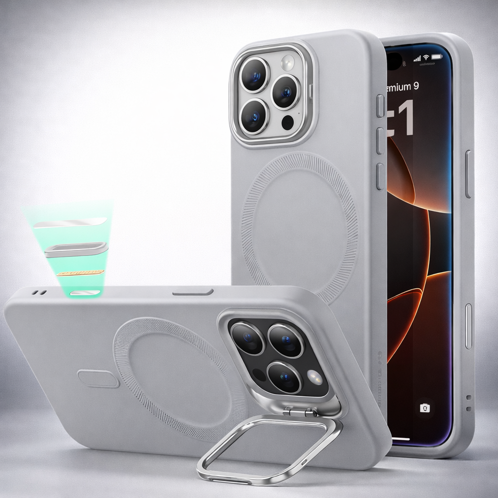 Phone Case Magnetic Clear Stand Shockproof Protective Cover