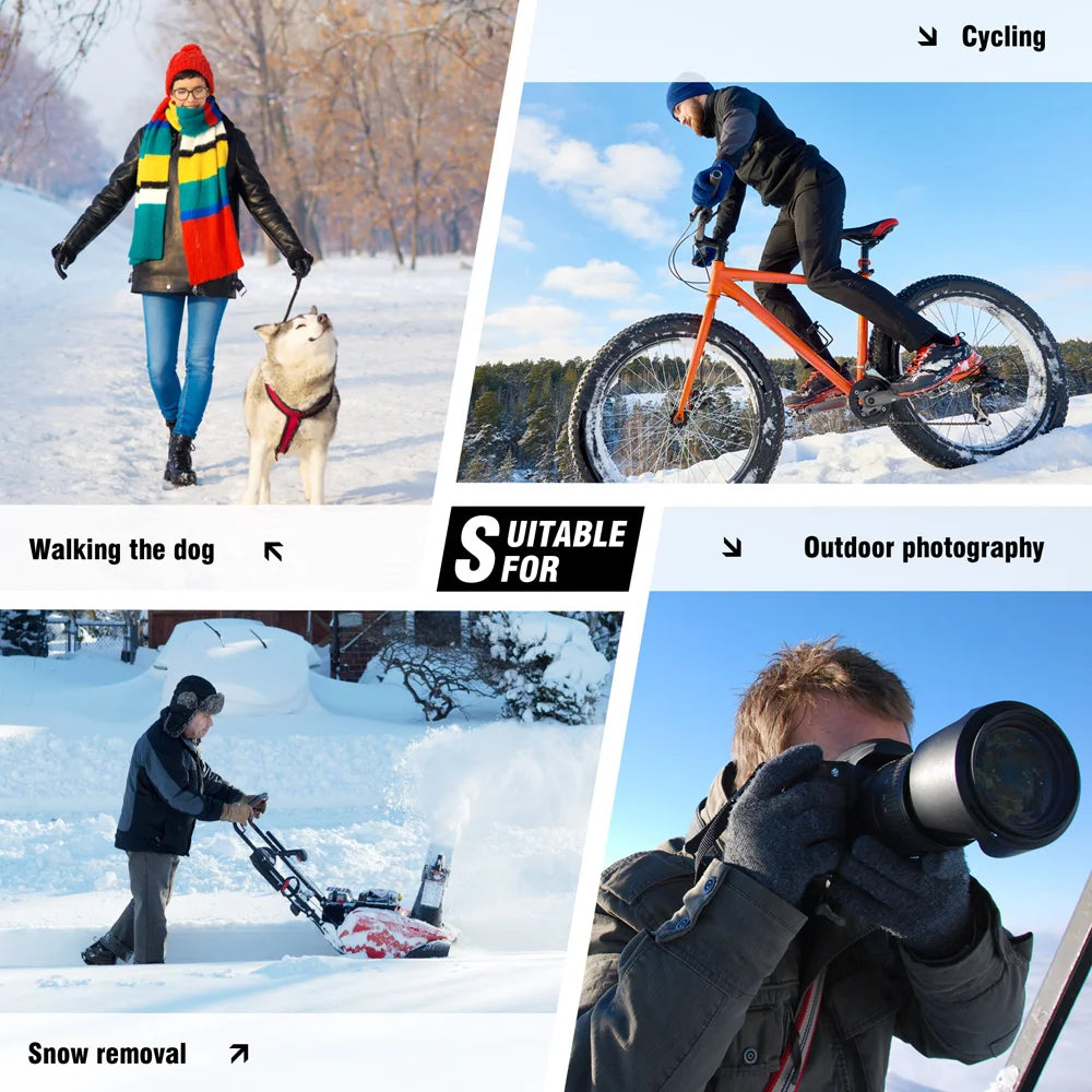 Battery Heated Ski Gloves Touchscreen Compatible Waterproof Windproof