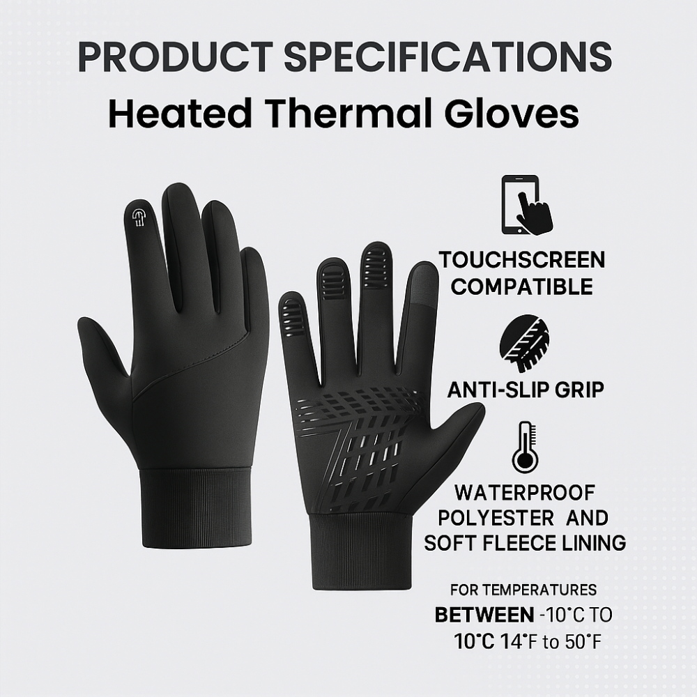 Heated Gloves Winter Thermal Waterproof Touchscreen Warm Grip