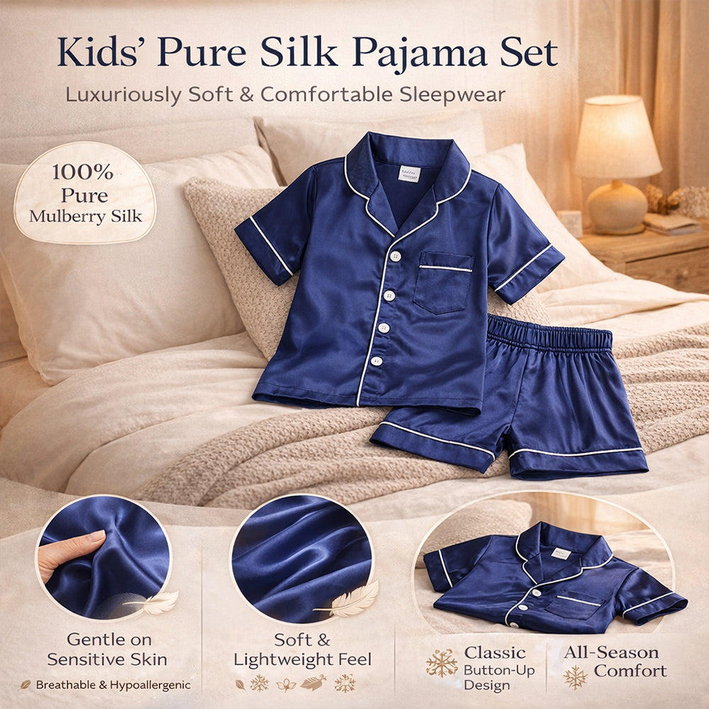 Silk Kids Pajama Set Pure Mulberry Comfort