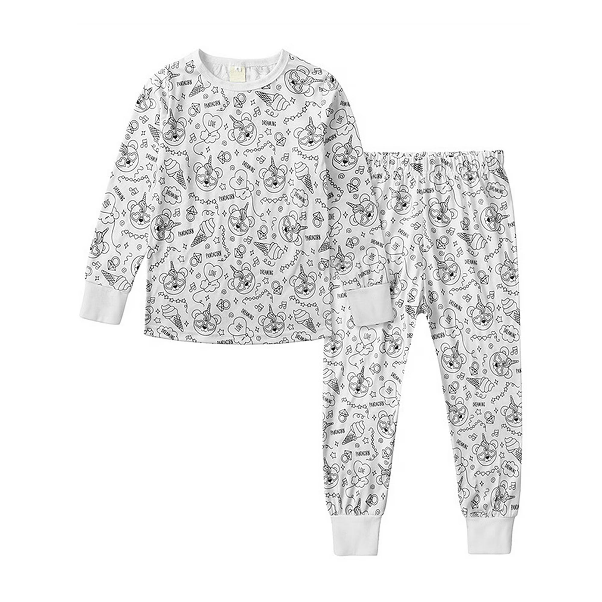 Kids Cartoon Pajama Set Two-Piece Loungewear Pants and Top