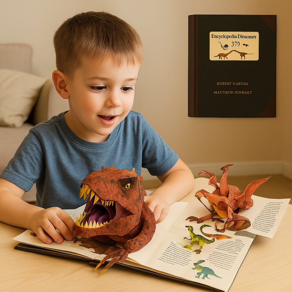 Interactive Pop Up Dinosaur Book Kids Educational 3D Novelty
