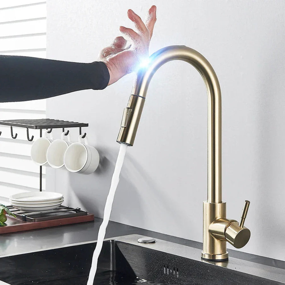Kitchen Taps Smart Touch Pull-Out Faucet Brushed Nickel Finish 1