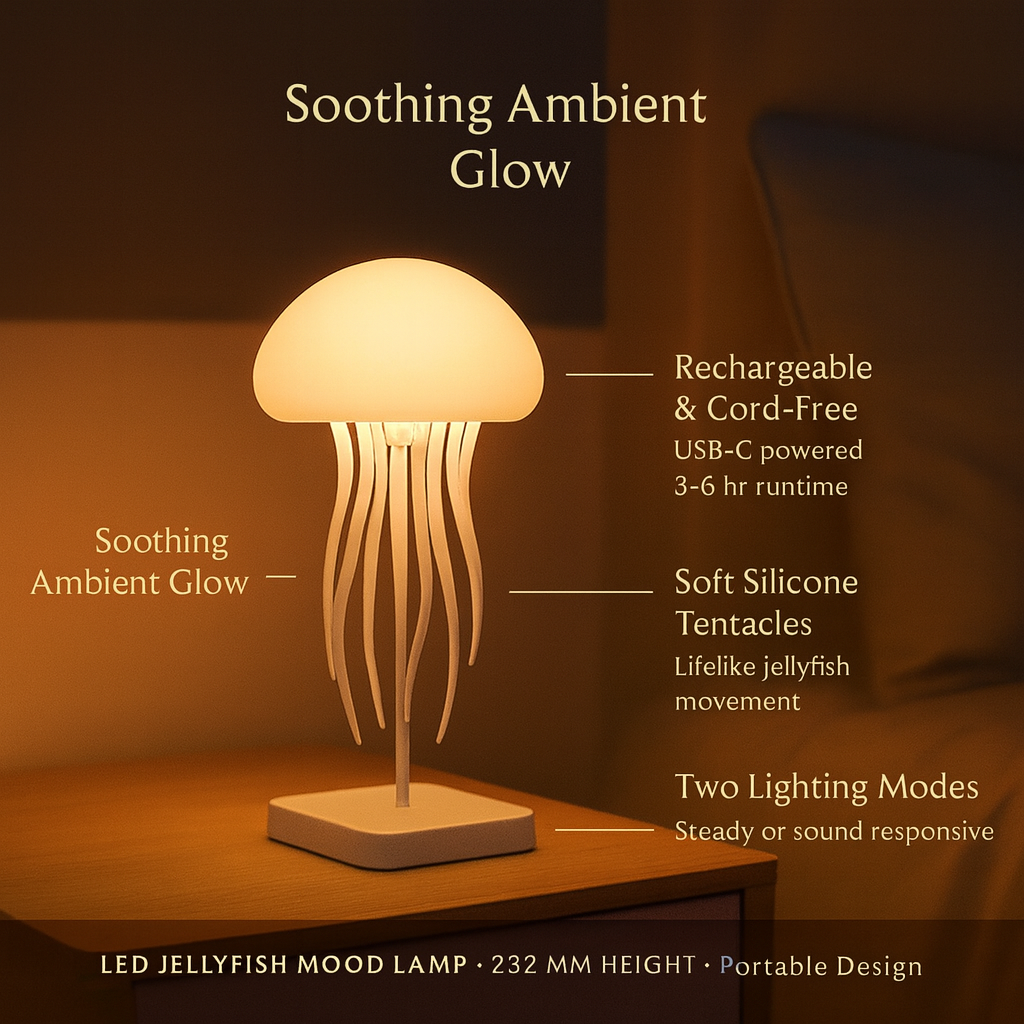 LED Jellyfish Light Rechargeable Mood Calming Display