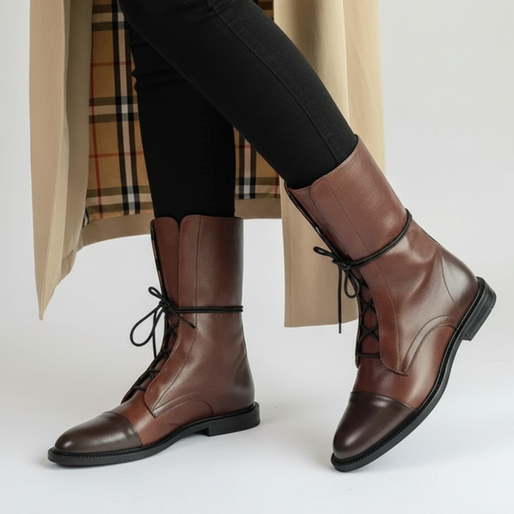 Women Lace Up Ankle Boots - Leather Dress Shoes