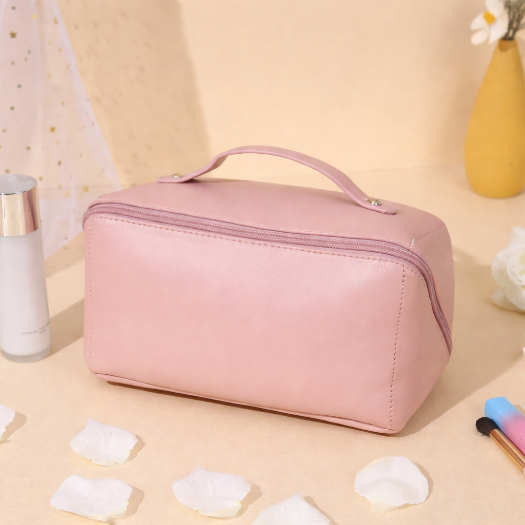 Makeup Bag Large Capacity PU Leather Travel Cosmetic Organizer