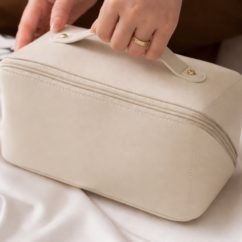 Makeup Bag Large Capacity PU Leather Travel Cosmetic Organizer