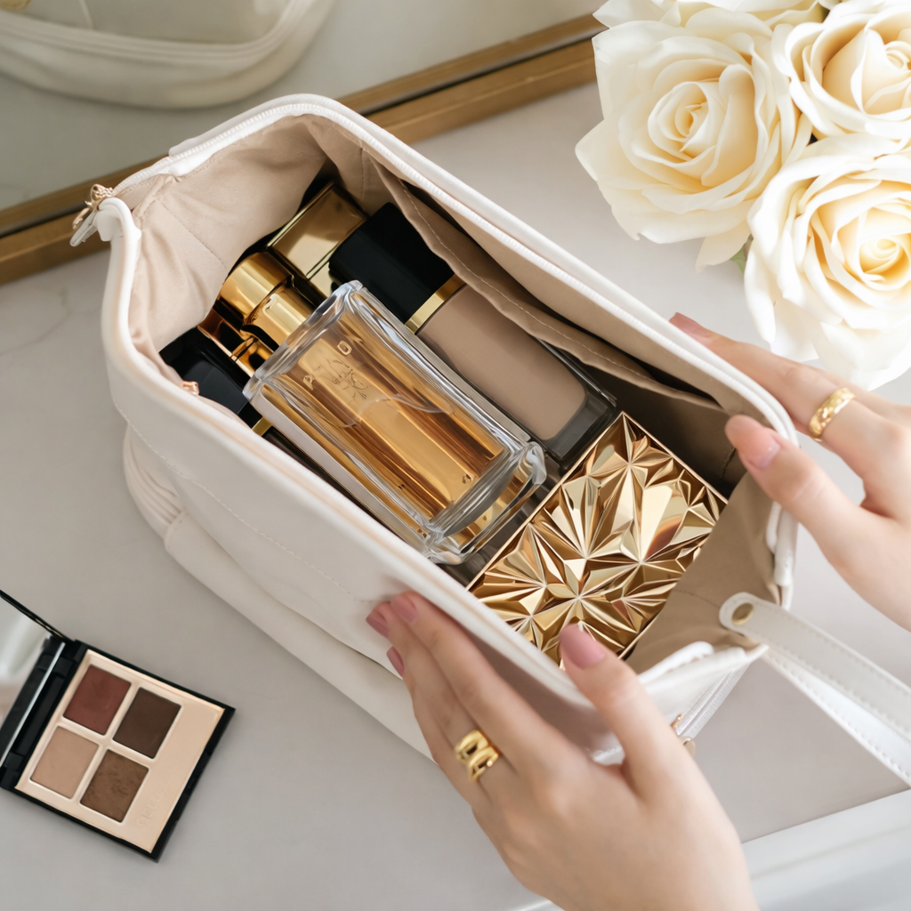 Makeup Bag Large Capacity PU Leather Travel Cosmetic Organizer