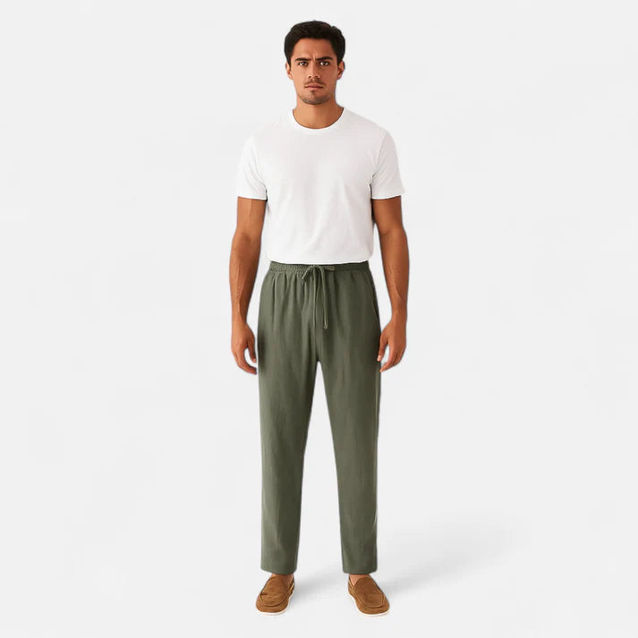 Men's Wide Leg Linen Pants | Casual Lightweight Fit