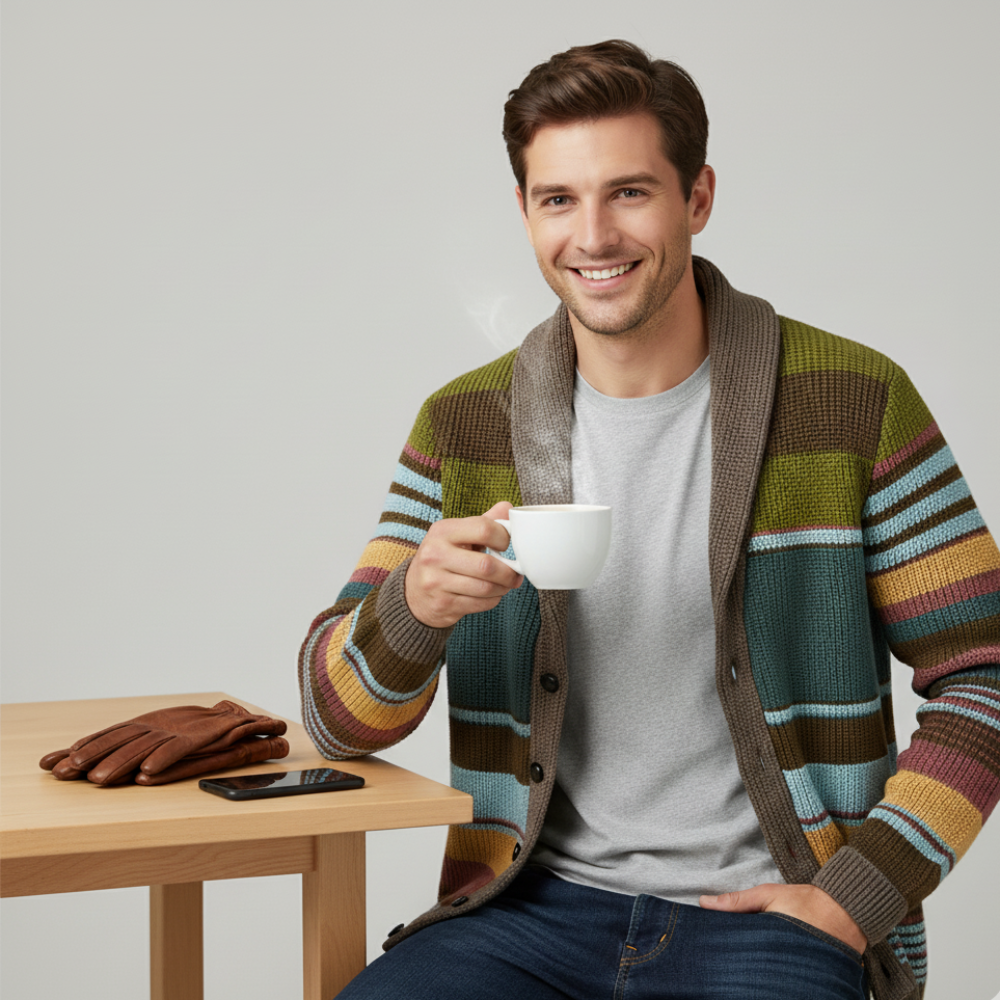 Men's Knit Cardigan Sweater - Long Jacket Oversized