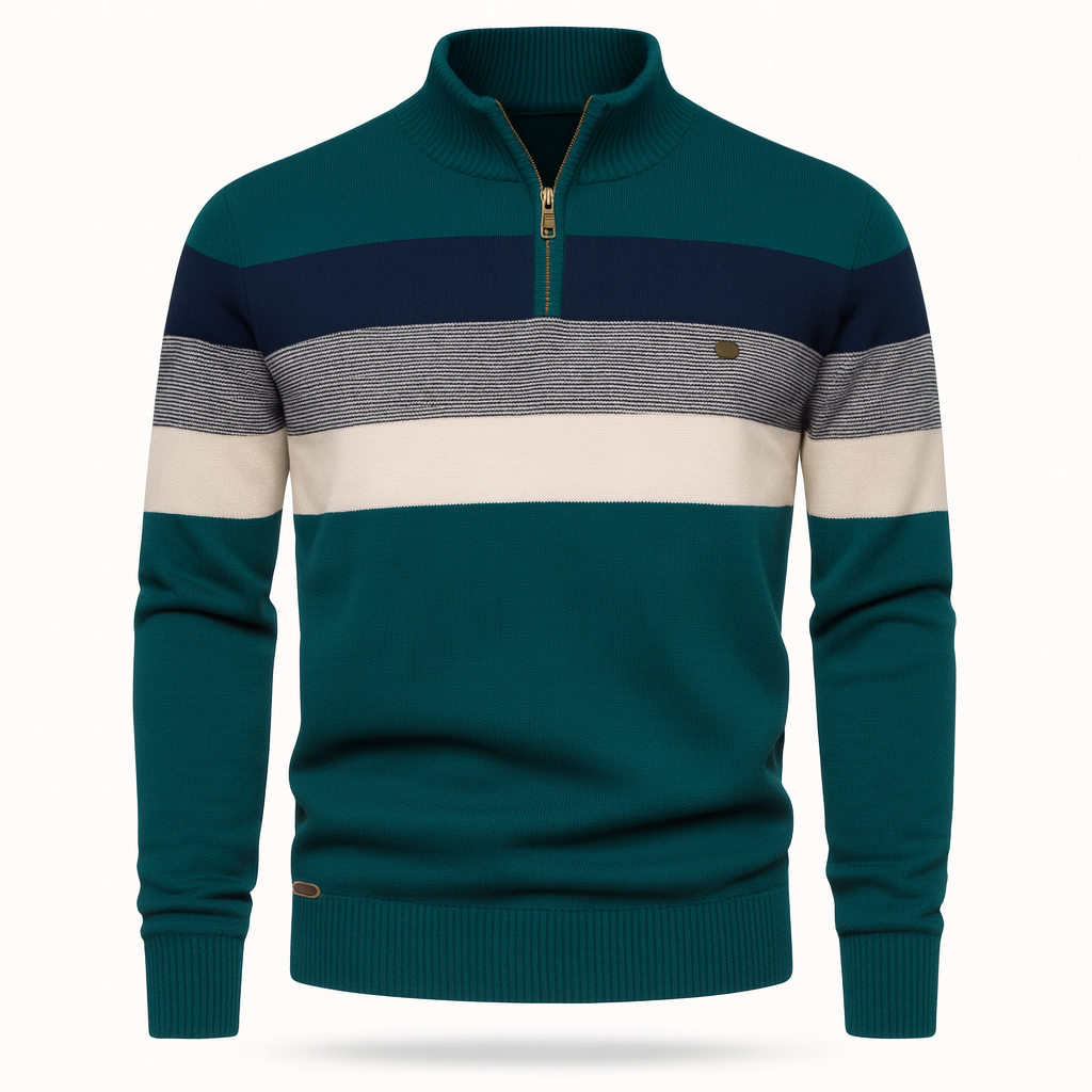 Men’s Knit Zipper Sweater | Long Casual Fit Jumper