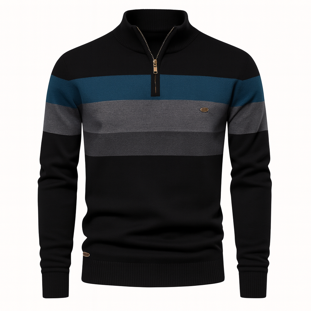 Men’s Knit Zipper Sweater | Long Casual Fit Jumper
