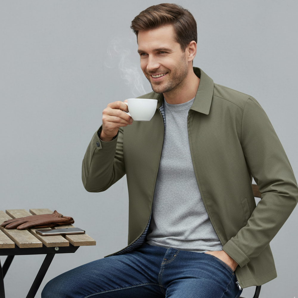 Men's Lightweight Harrington Jacket - Casual Zip-Up