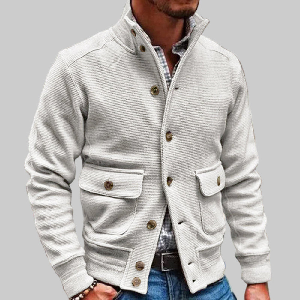 Men's Long Bomber Jacket - Lightweight Knitted Style