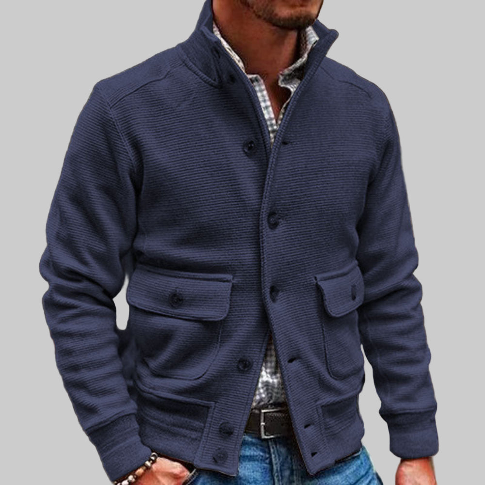 Men's Long Bomber Jacket - Lightweight Knitted Style