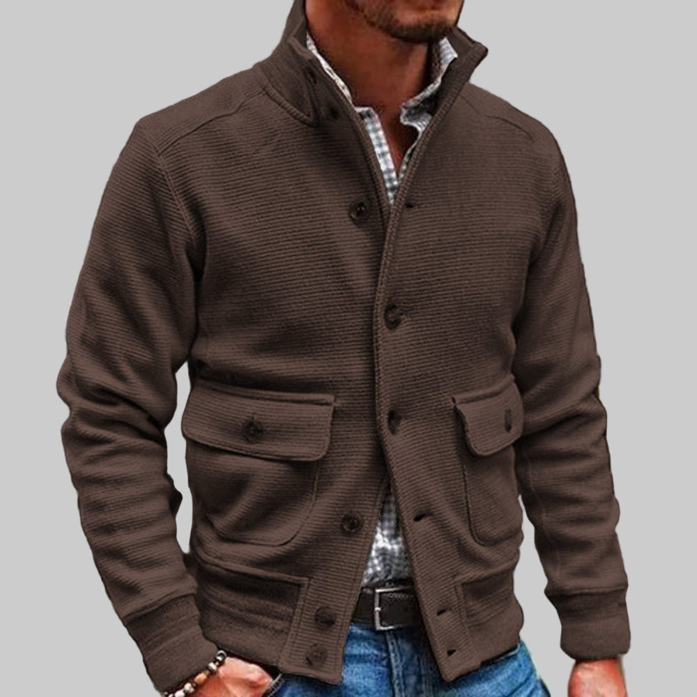 Men's Long Bomber Jacket - Lightweight Knitted Style
