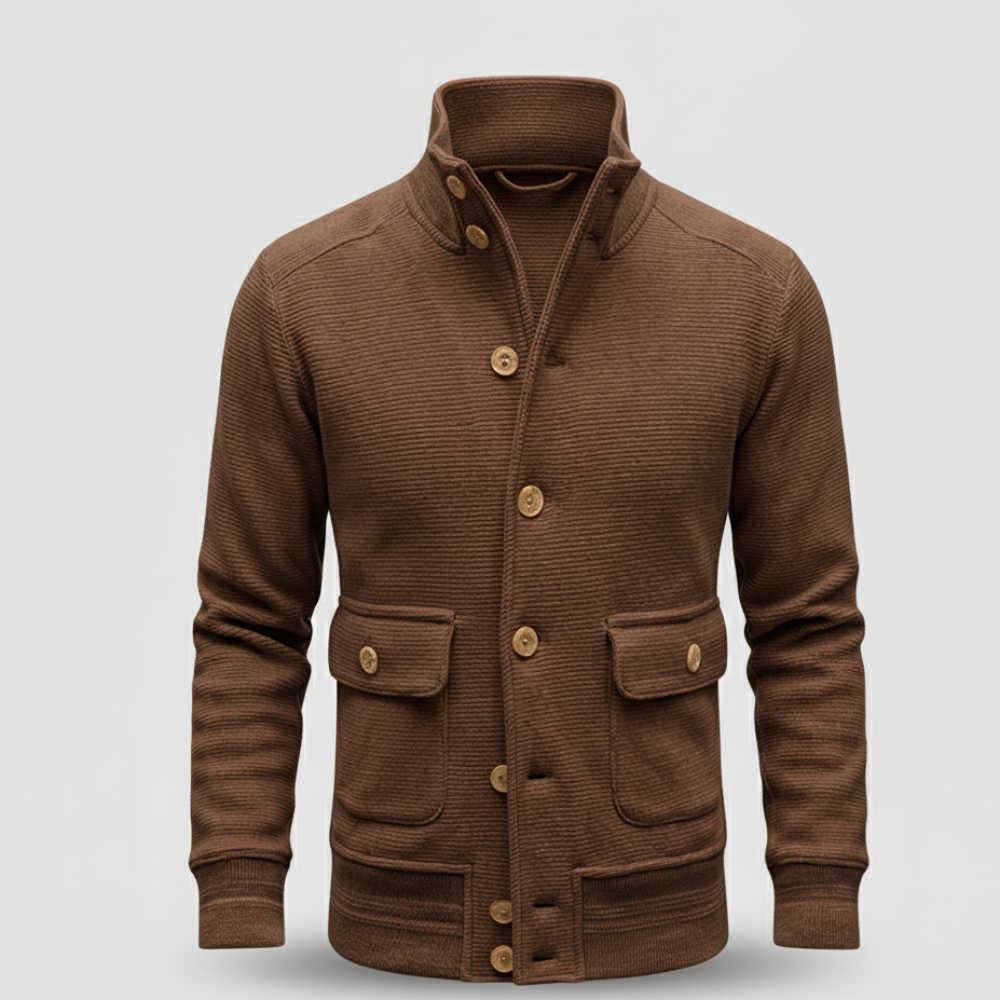 Men's Long Bomber Jacket - Lightweight Knitted Style