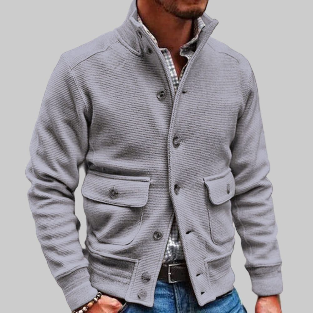 Men's Long Bomber Jacket - Lightweight Knitted Style