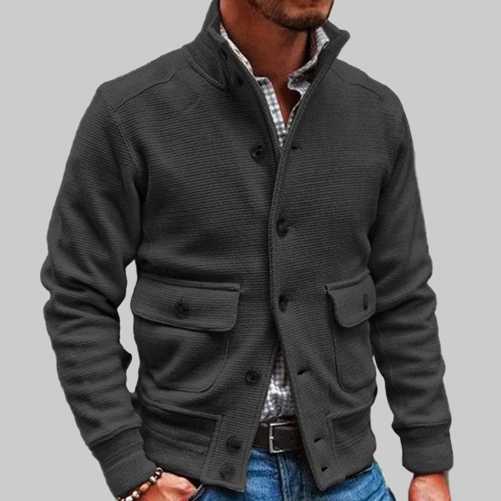 Men's Long Bomber Jacket - Lightweight Knitted Style