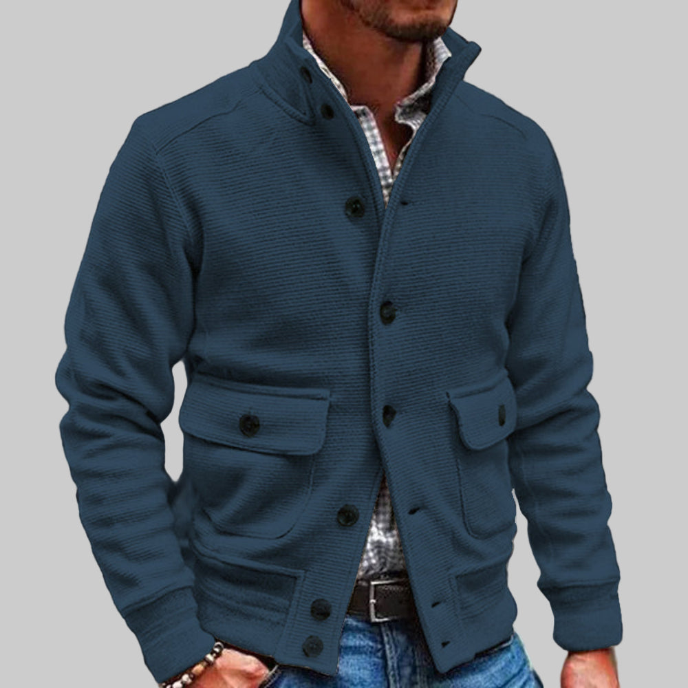 Men's Long Bomber Jacket - Lightweight Knitted Style
