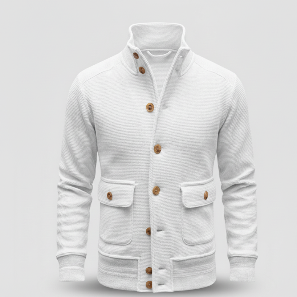 Men's Long Bomber Jacket - Lightweight Knitted Style