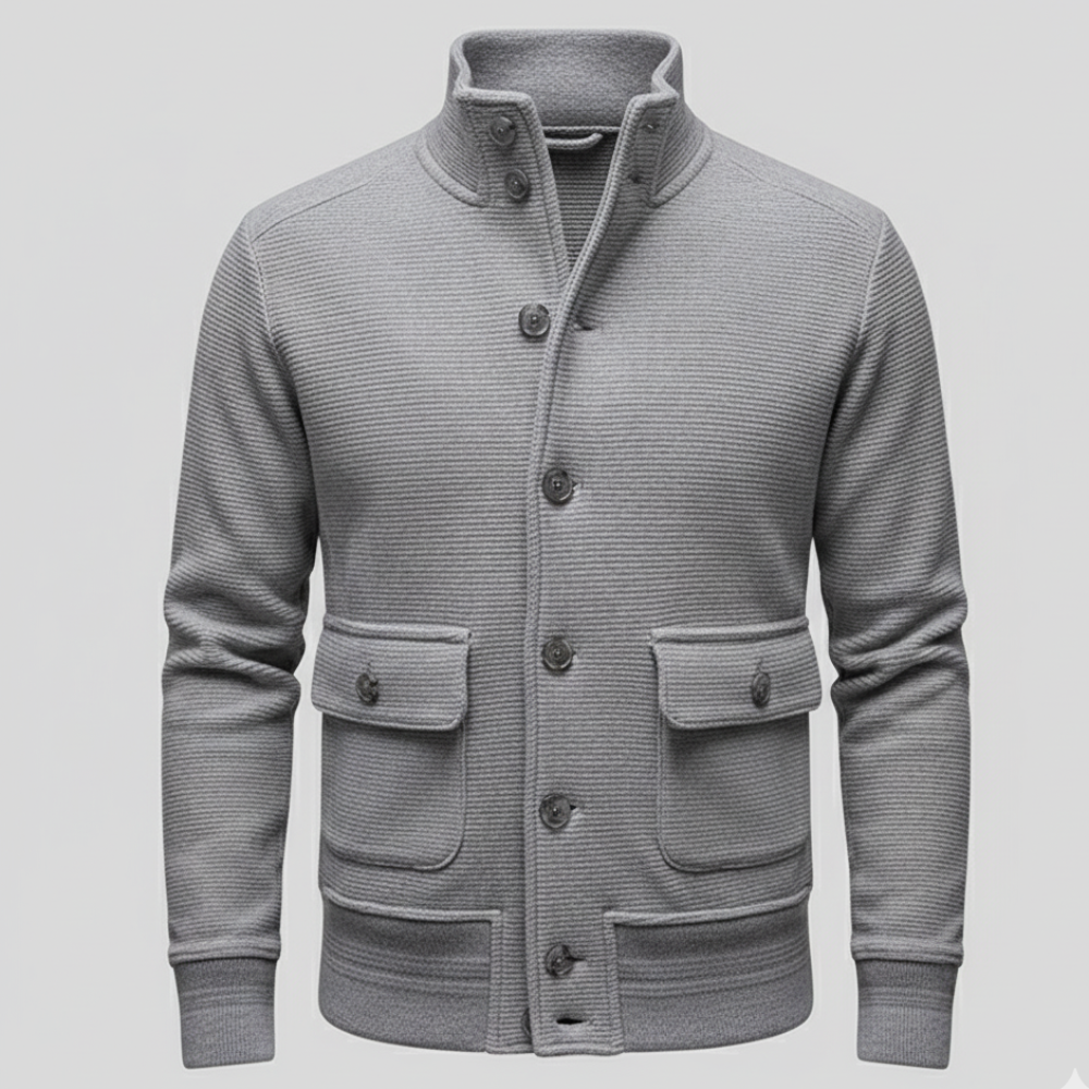 Men's Long Bomber Jacket - Lightweight Knitted Style