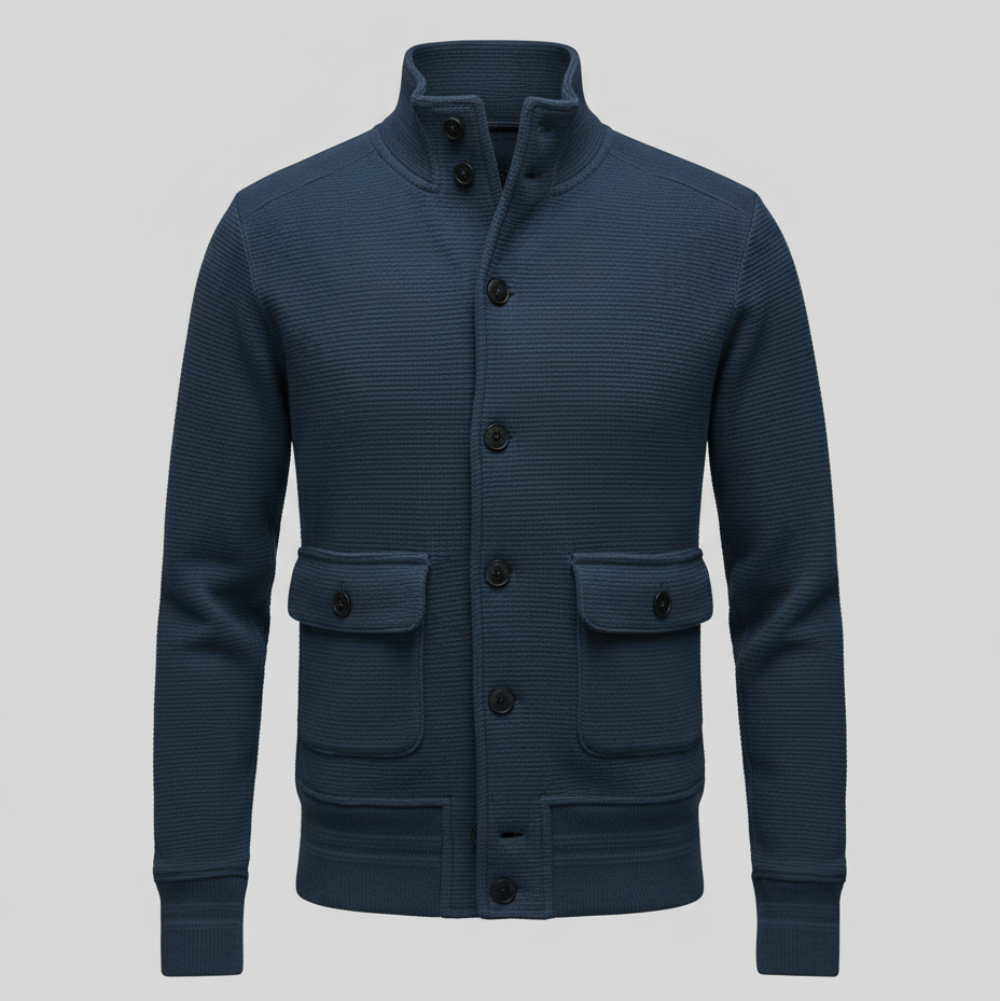 Men's Long Bomber Jacket - Lightweight Knitted Style
