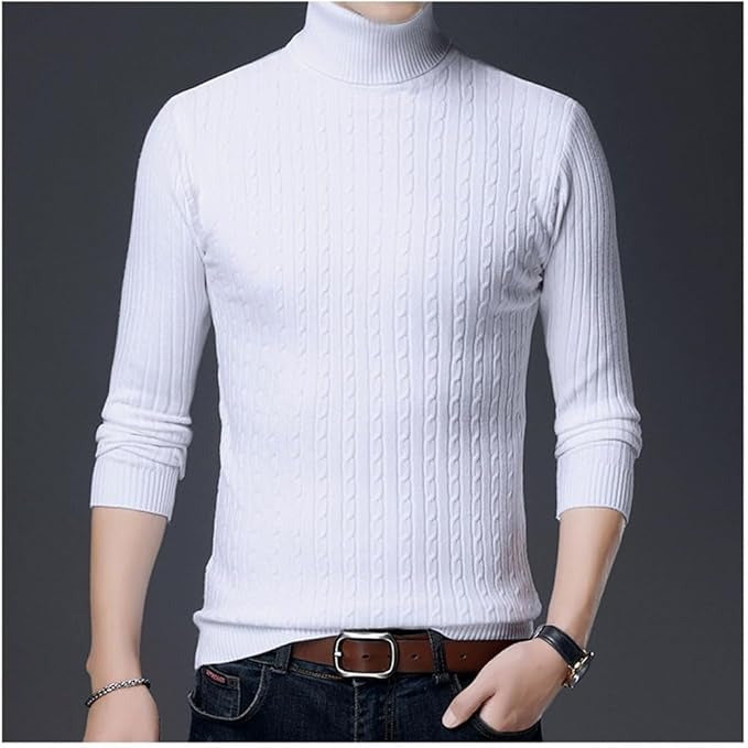 Men's knit turtleneck sweater | long warm jumper style
