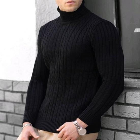 Men's knit turtleneck sweater | long warm jumper style