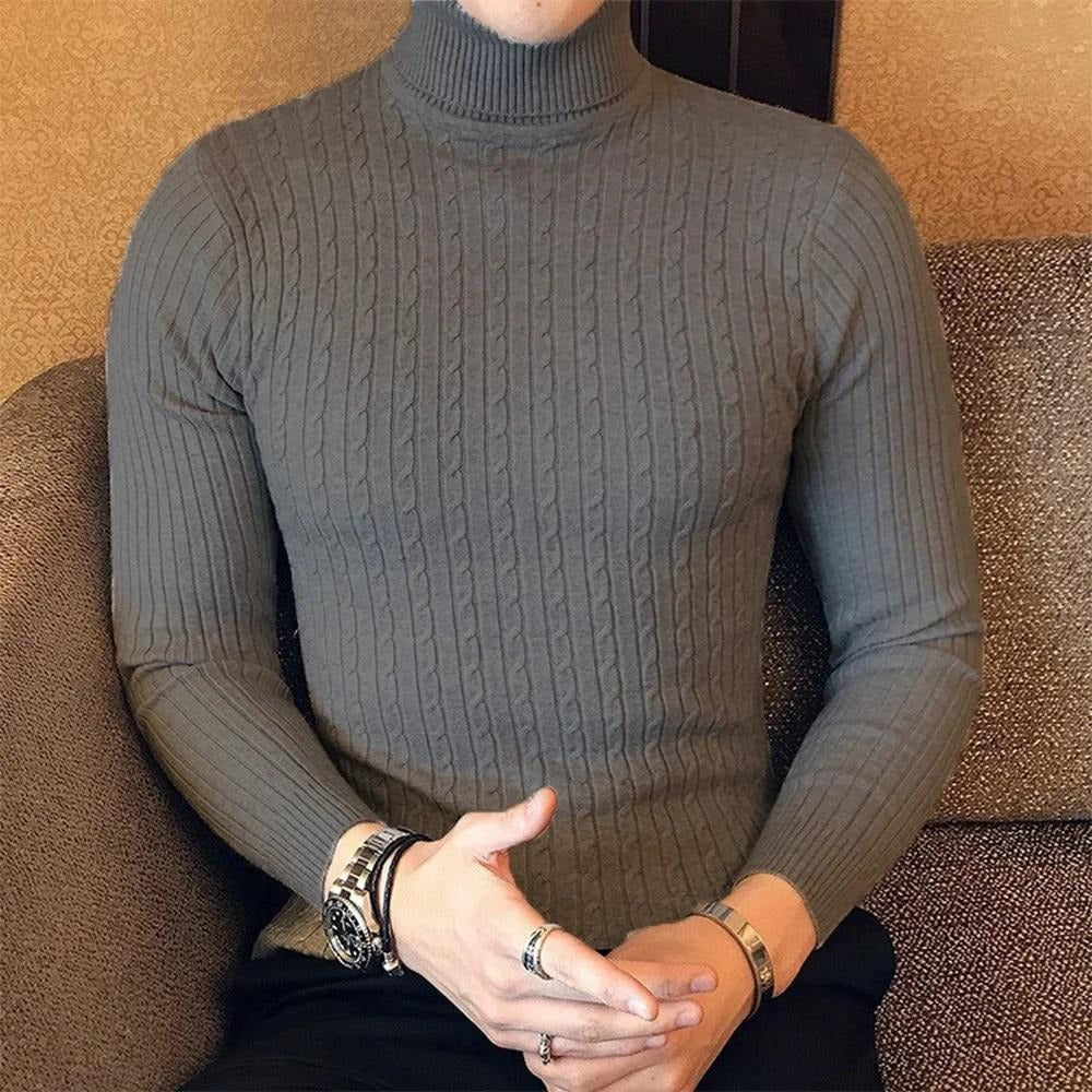 Men's knit turtleneck sweater | long warm jumper style
