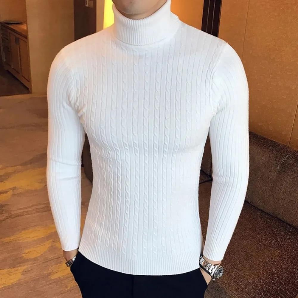 Men's knit turtleneck sweater | long warm jumper style