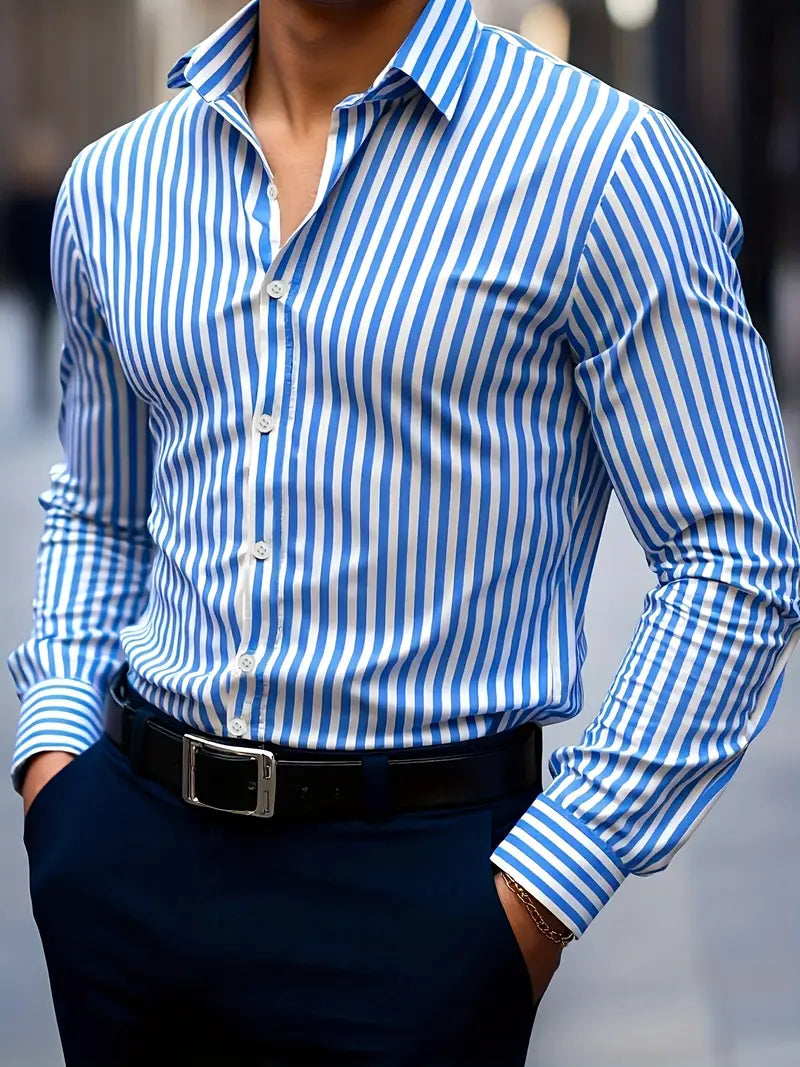 Men's long sleeve striped shirt | Casual designer fit