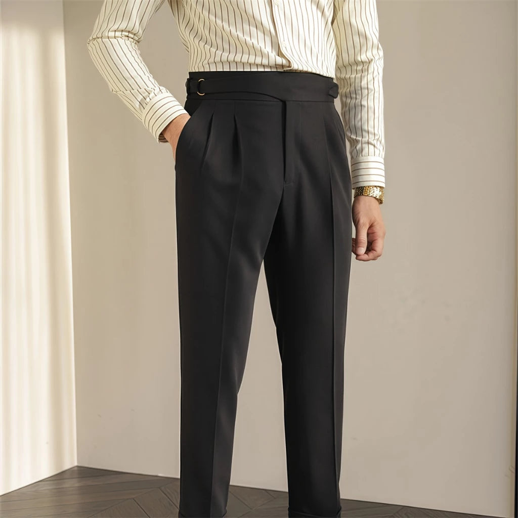 Men's pleated wide leg trousers | High waist smart pants