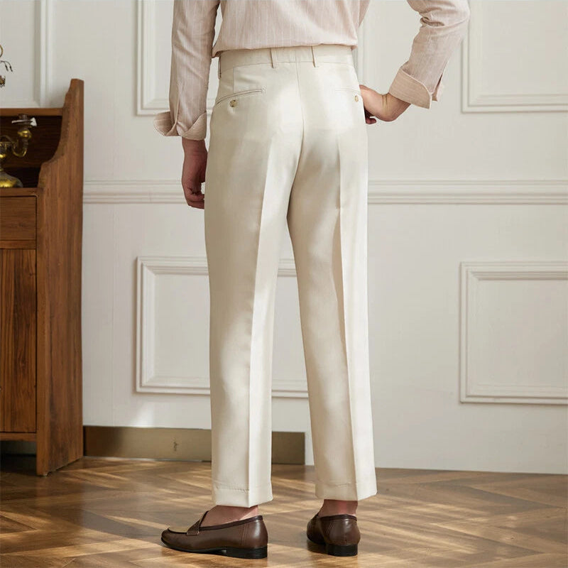 Men's pleated wide leg trousers | High waist smart pants