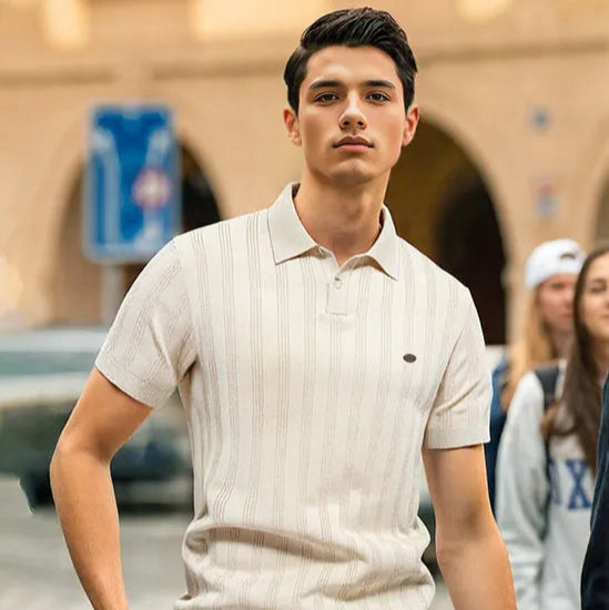 Men's tight knit polo shirt | Slim fit smart top