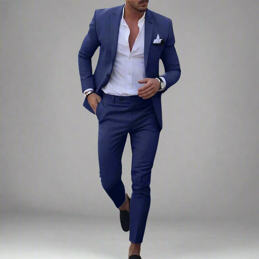 Ensemble de costume slim fit en lin pour homme | Vêtements sur mesure