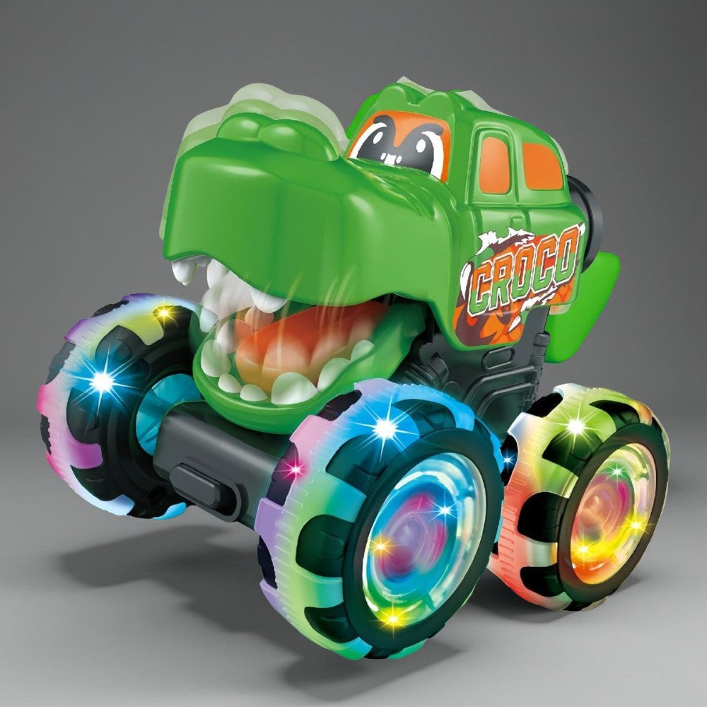 Monster Truck Toy Set with Light-Up Wheels and Press-to-Go Action