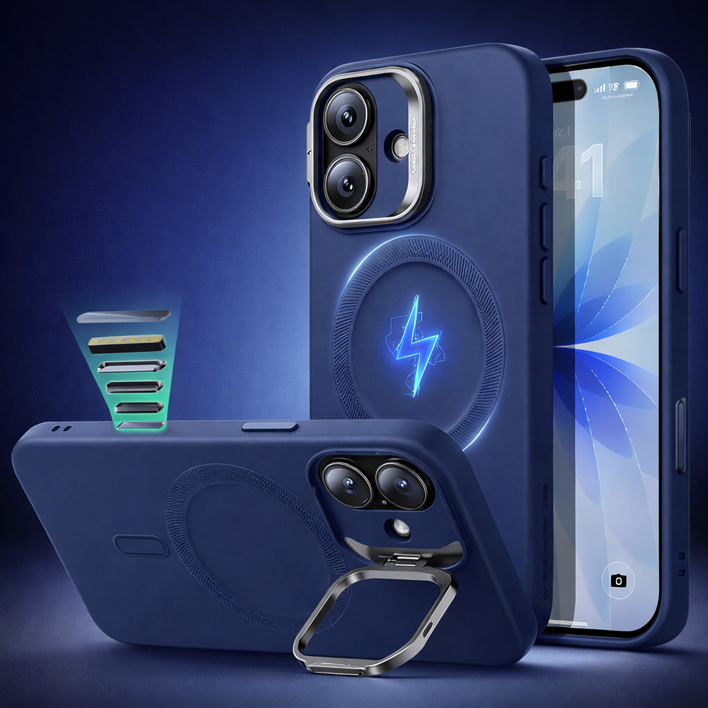 Phone Case Magnetic Clear Stand Shockproof Protective Cover