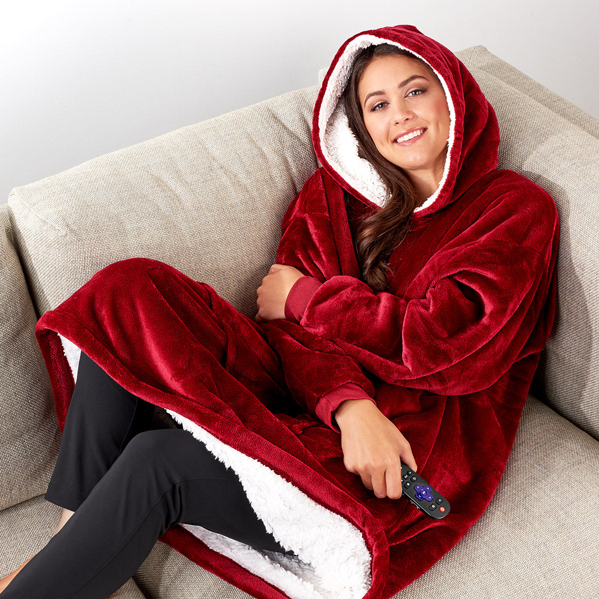 Oversized Fleece Hoodie Reversible Sherpa Lined Comfortable Wear 0