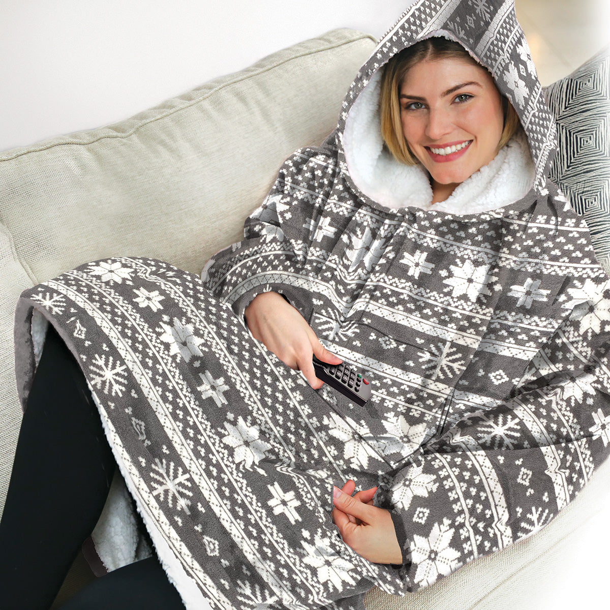 Oversized Fleece Hoodie Reversible Sherpa Lined Comfortable Wear 2