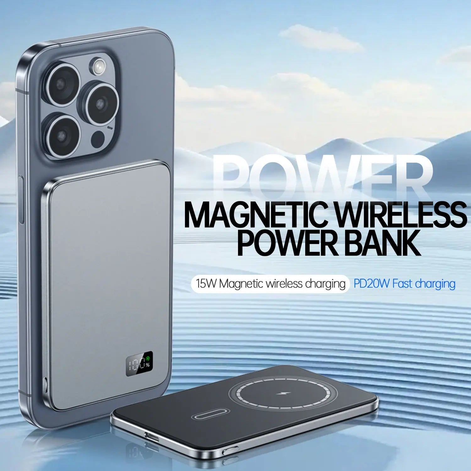 Portable Power Bank Magnetic Wireless Charger Ultra-Thin Fast Charging 6