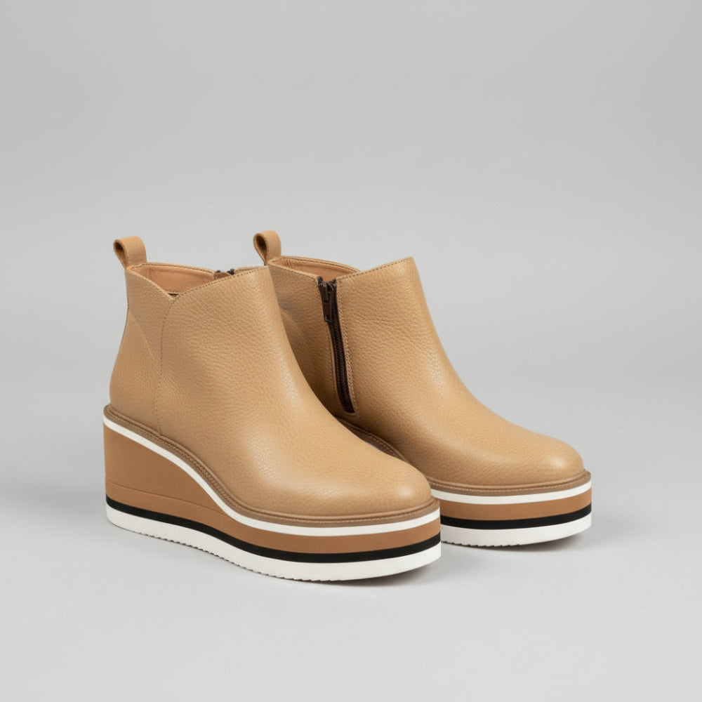 Women Platform Ankle Boots - Wedge Slip On Shoes