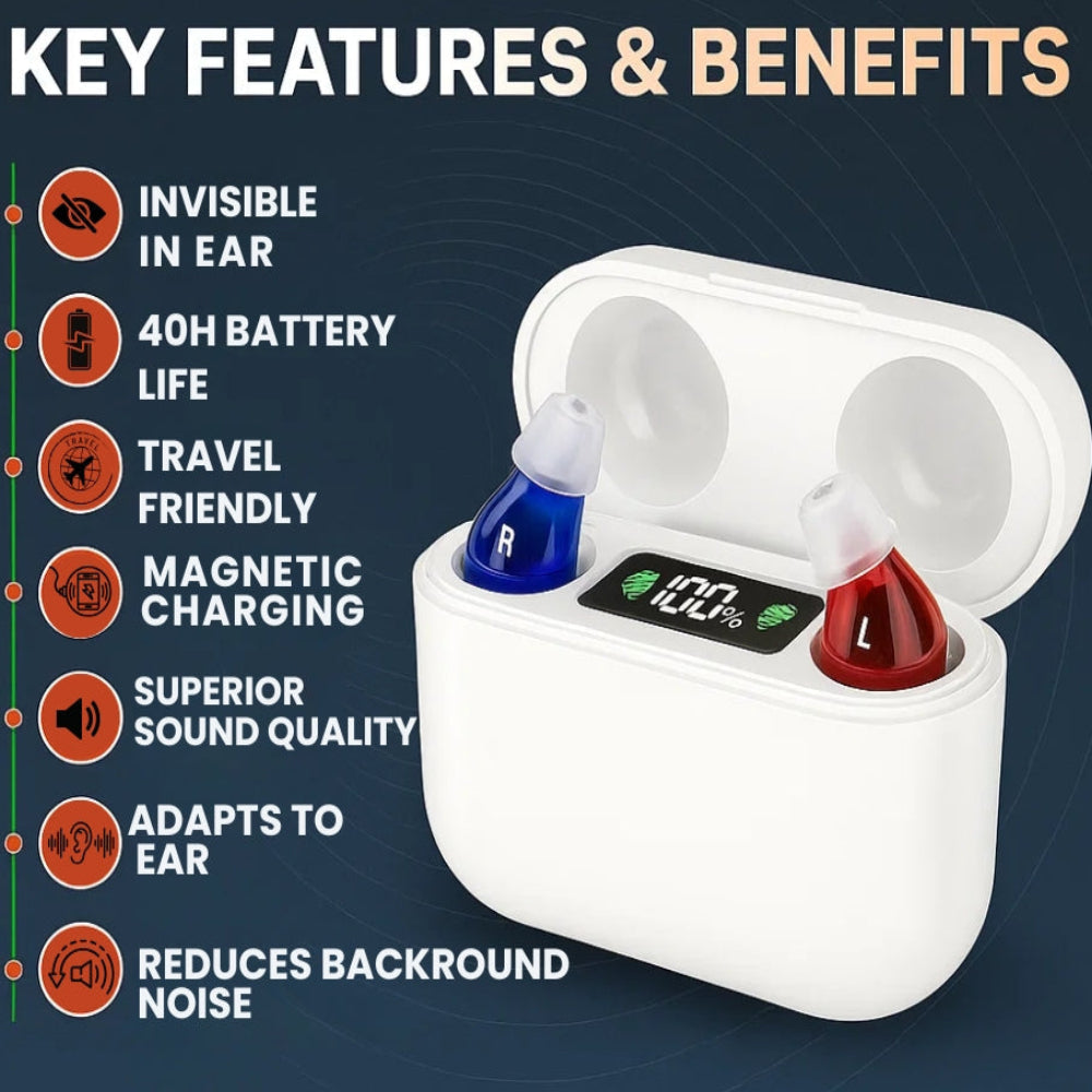 Rechargeable Hearing Aids Invisible Design Clear Sound Compact Fit 2