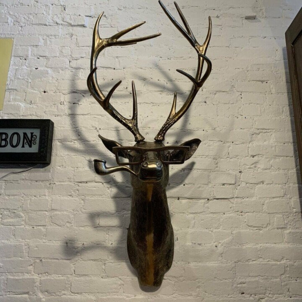 Rustic Deer Head Wall Art Decoration with Textured Antlers 1
