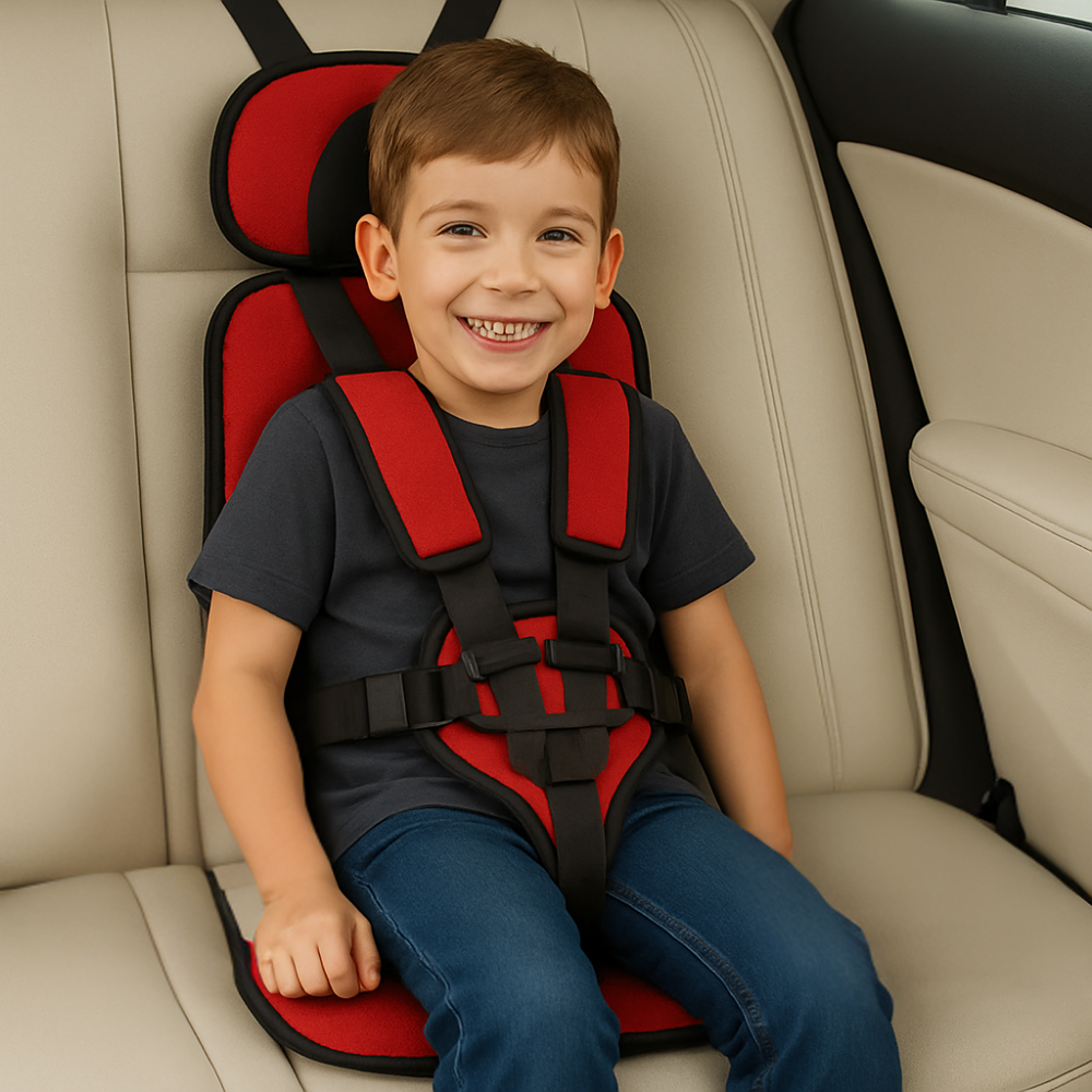 Child Car Booster Seat with Harness – Portable Foldable Travel Safety Seat