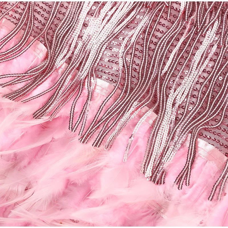 Robe de cocktail à plumes et sequins pour femme | Robe de soirée courte