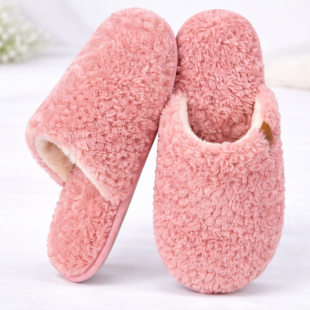 Slippers Women Plush Faux Fur Memory Foam Indoor Outdoor